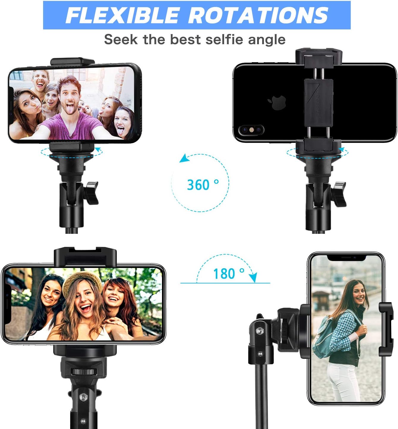 UBeesize 54-inch Selfie Stick Tripod, Detachable and Extendable Phone Tripod for Cell Phone, Compatible with iPhone and Android Phone, Includes Wireless Remote, Cell Phone Holder and Gopro Adapter: Electronics
