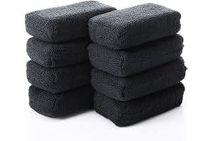 Baderke 8 Pack Microfiber Applicator Pads, Car Wash Sponge, Rectangular Polishing Pad, Microfiber Sponge and Cleaning Pads, Cleaning Pads for Car Detailing (Dark Blue)