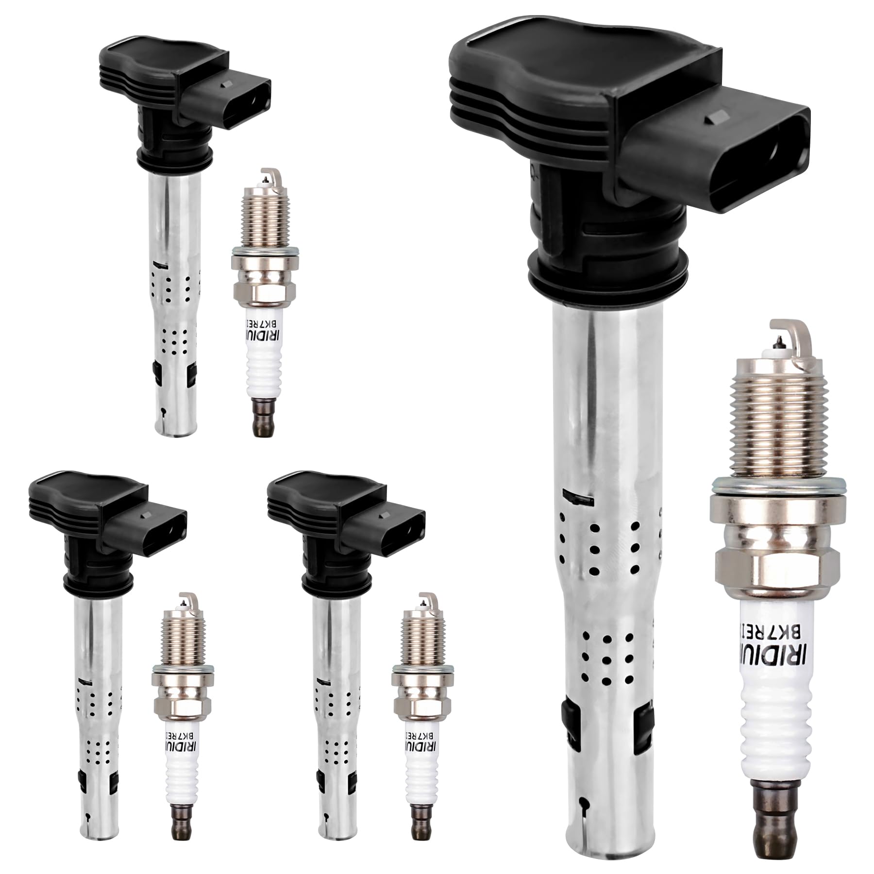 Photo 1 of HQPASFY UF575 Ignition Coils & Iridium Spark Plugs Pack Set of 4 Compatible with Audi A3 A4 A6 Q3 Volkswagen Beetle Jetta Passat Repalce# GN10322 UF538 UF523