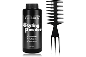 VOLLUCK Hair Styling Powder + Styling Comb with Parting Tip Set Texture Powder 1.05Oz Soft & Fluffy Hair Powder Strong Hold Hair Volume Powder, White