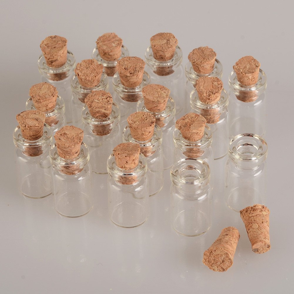 100pcs 0.5ml 10x18x05mm Very Small Glass Bottles With Corks Tiny Glass Transparent Clear Jars Wishing Bottles Gift (0.5ml-10x18mm)