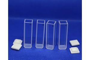 LAb4US Fluorescence Glass Cuvette Cells (Set of 4 Pcs) 4 Clear Sided Fluorometer Cuvettes (Optical Windows: 4; Spectral Range: 340-2500 nm; Pathlength: 10 mm; Volume: 3.5 ml; A Non-Sealing PTFE cover)