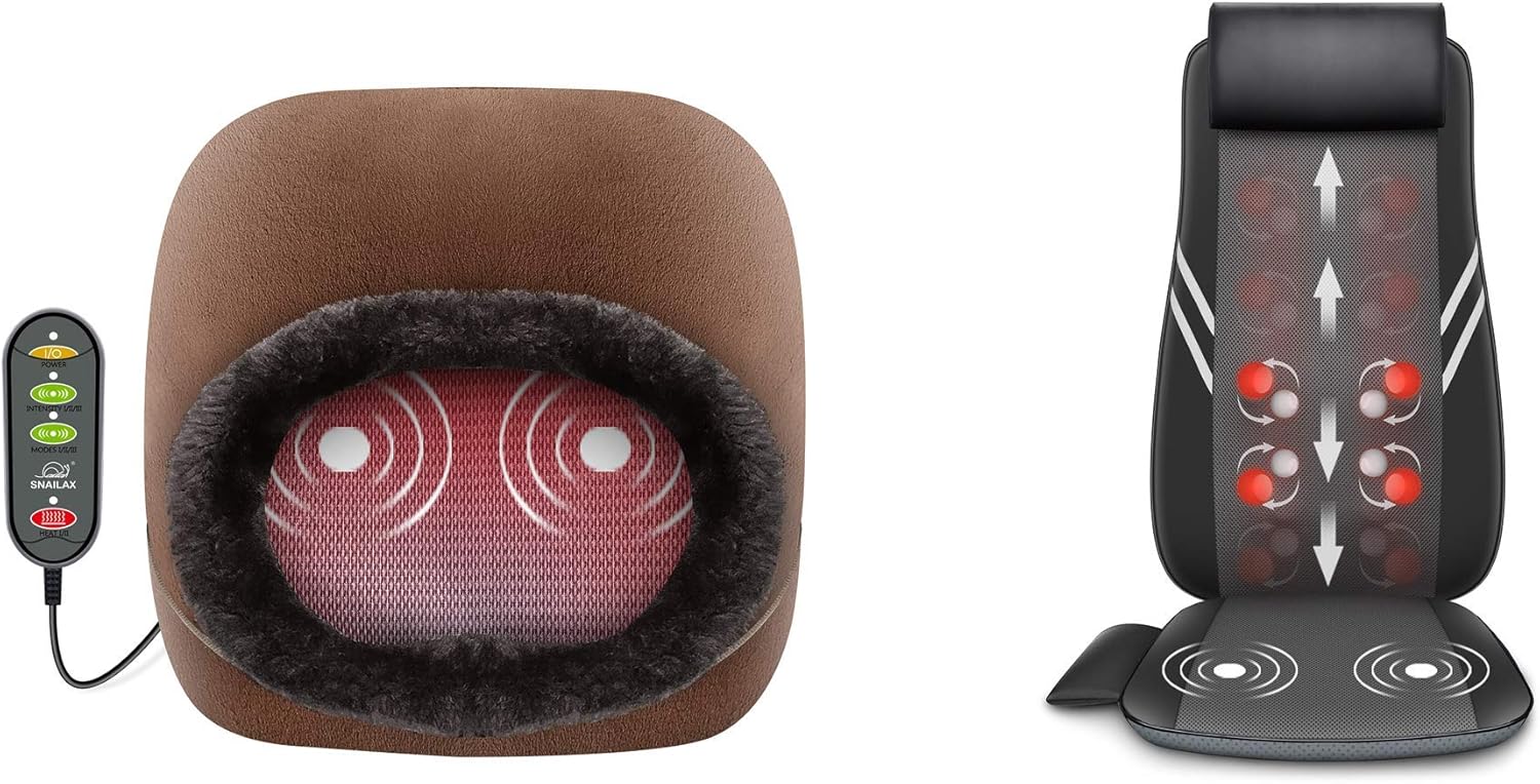 Snailax Full Back Massager Foot Warmer Bundle Shiatsu