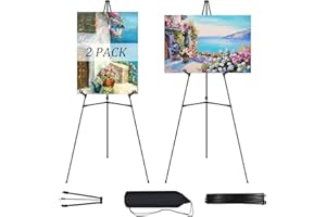 JEAWIWI 2 Pcs Black Easel Stand for Wedding Signs, 65" Black Adjustable Welcome Sign Stand, Foldable Portable Sign Easel Stan