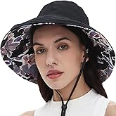100% Cotton Women Sun Hats Wide Brim Gardening Bucket Hat Travel Sun Protection Packable Womens Beach Hat -Fold-UP Brim