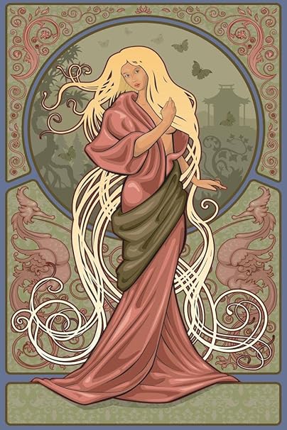 Amazon.com: Kimono Woman Japanese Art Nouveau Illustration Art Print