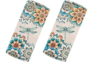 BIGCARJOB Blossom Lotus Luggage Handle Wraps Set of 2 Pcs Cute Identifier Travel Bag Wraps Women Girls Suitcase Handle Sleeve Cover Dragonfly Door Handle Protector