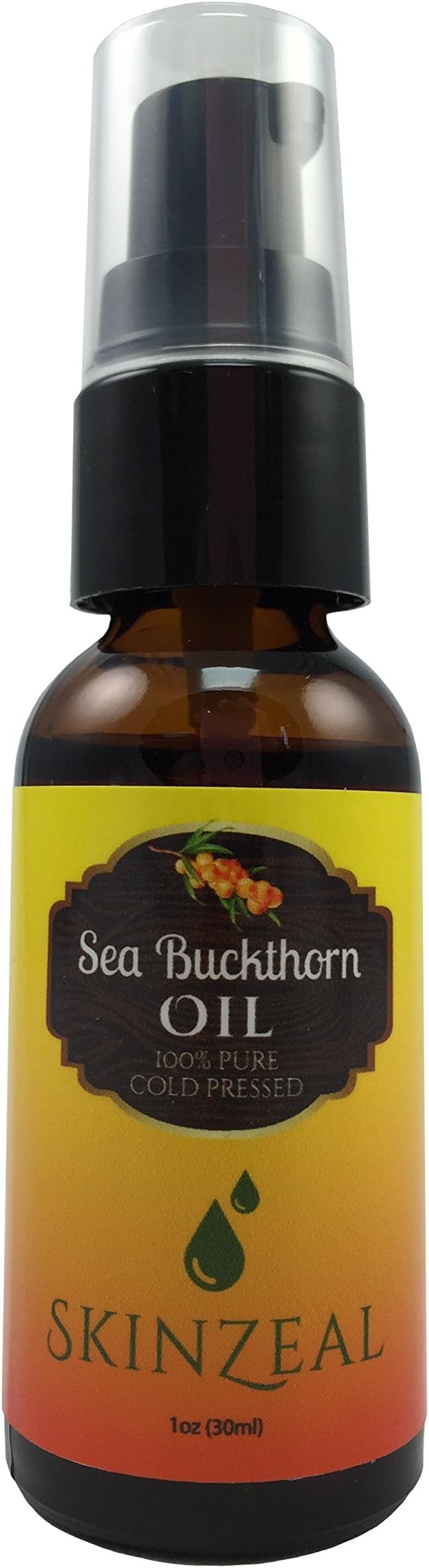 Sea Buckthorn Oil From Skinzeal 100% Pure and Cold Pressed Acne Prevention & Healing Rosacea Prevention & Relief