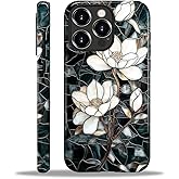 Flivro Magnetic Case for iPhone 16 Pro Max,Compatible with Magsafe,PC Hard Shell & Silicone Inner Bumper,Shockproof Full-Body Cover for iPhone 16 Pro Max Case - Stained Glass Unique Magnolia