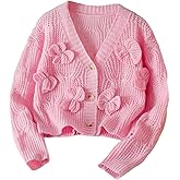 SOLY HUX Girl's Cute Bow Cardigan Sweater Button Down V Neck Long Sleeve Knit Cardigans