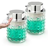 Soap Dispenser with Foam Pump Hand Lotion Dispenser Glass Antislip Shampoo Bathroom Kitchen 9oz 2 Pack