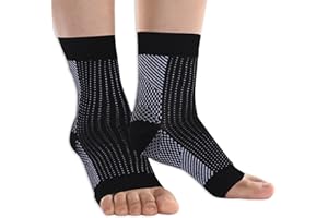 AZZS 1 Pack Compression Plantar Fasciitis Socks Ankle Compression Sleeve Heels Arch Supports & Heel Pain Relief Ankle Supports for Men and Women (Black, X-Small)