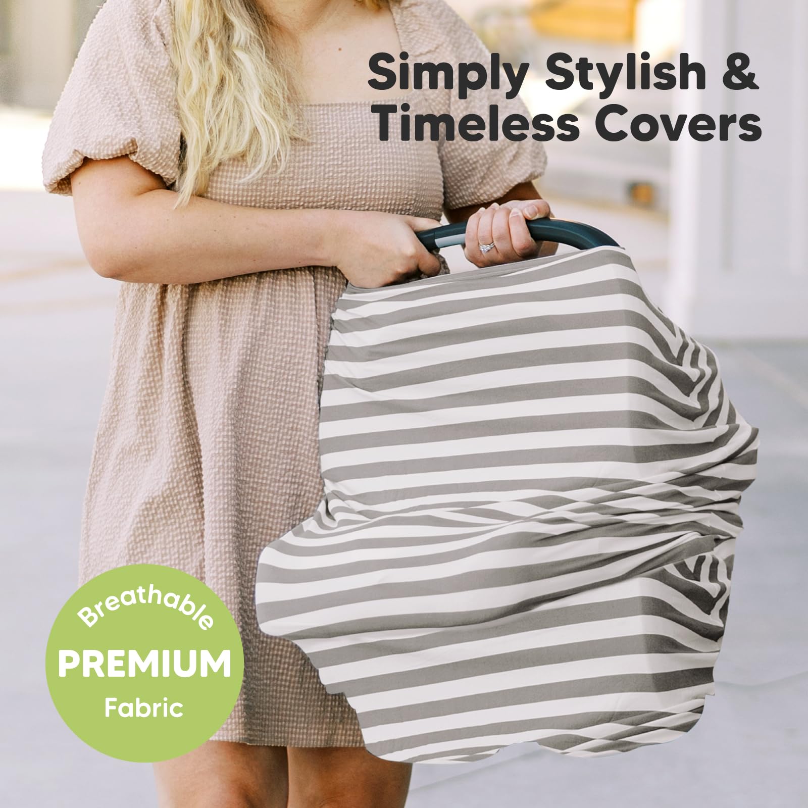Car Seat Covers for Babies - Nursing Covers for Breastfeeding, Baby Car Seat Canopy for Girls, Boys, Nursing Essentials for Breastfeeding Women, Infant Stroller Privacy Protection (BFF Gray)