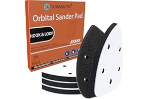 Crossarctic 4 Pack Triangle Sanding Pads - Hook & Loop Interface with 5 Holes - EVA Foam - Compatible with Mouse Sander & Detailed Surfaces