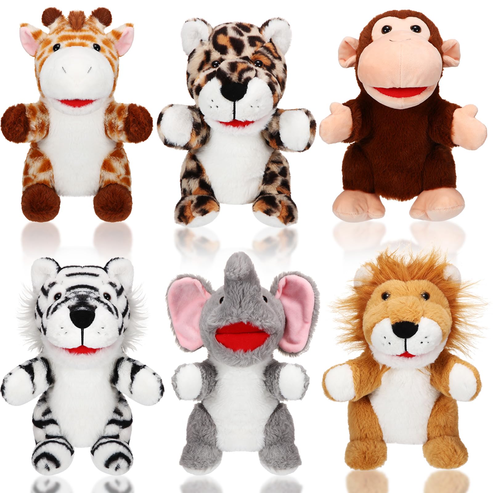 Photo 1 of Lenwen 6 Pcs Animal Hand Puppets Bulk 10 Inches Living Realistic Toddler Plush Puppets with Working Mouth for Kids Storytelling Imaginative Role Play Show Game Birthday Party Gifts(Forest Animal)