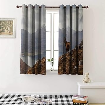 Flyerer Deer Room Darkening Wide Curtains Wild Stag Overlooking