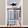 COSEND Narrow Baby Gate 24 Inch for Small Dogs - White Tension Indoor Safety Auto Close Walk Through Metal Gate for House Doorways Stairs (24.02"-27.56"/61-70CM)