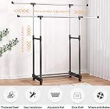Vivo Technologies Double Rail Adjustable Tidy Rack Mobile Garment Rack view 4