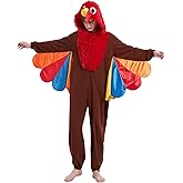 Padama Turkey Costume Adult Thanksgiving Pajamas Animal Chicken Onesie Cosplay Outfit Halloween Holiday Party for Women Men
