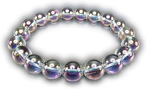 Amazon Co Jp 石街 aa アクアオーラ 10mm ブレスレット 青紫色 天然石 瞑想力 キラキラ 数珠 168 石街 ジュエリー