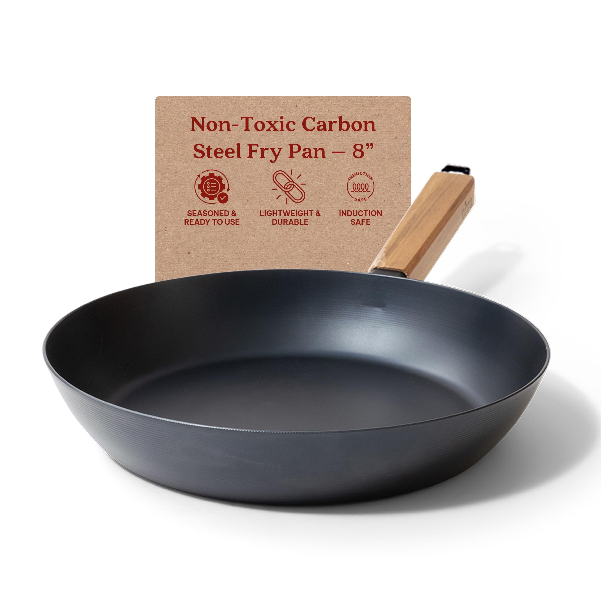Photo 1 of Alva Forest Pre-Seasoned Carbon Steel Frying Pan - 8" Lightweight Chef-Grade Skillet with Stay-Cool Handle - Natural Nonstick, Chemical-Free, Induction Compatible - Professional Restaurant Quality