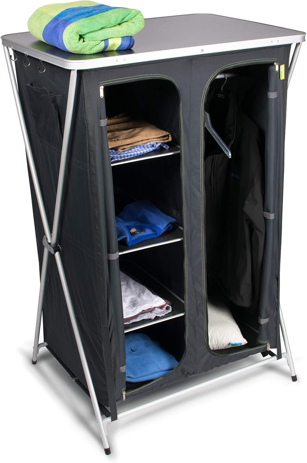 Produktbild von MSV XL Stoffschrank – Praktischer Kleiderschrank Zum Falten Mit Kleiderstange (90x50x160 Cm, Ideal Für Gästezimmer, Camping & Dachboden)
