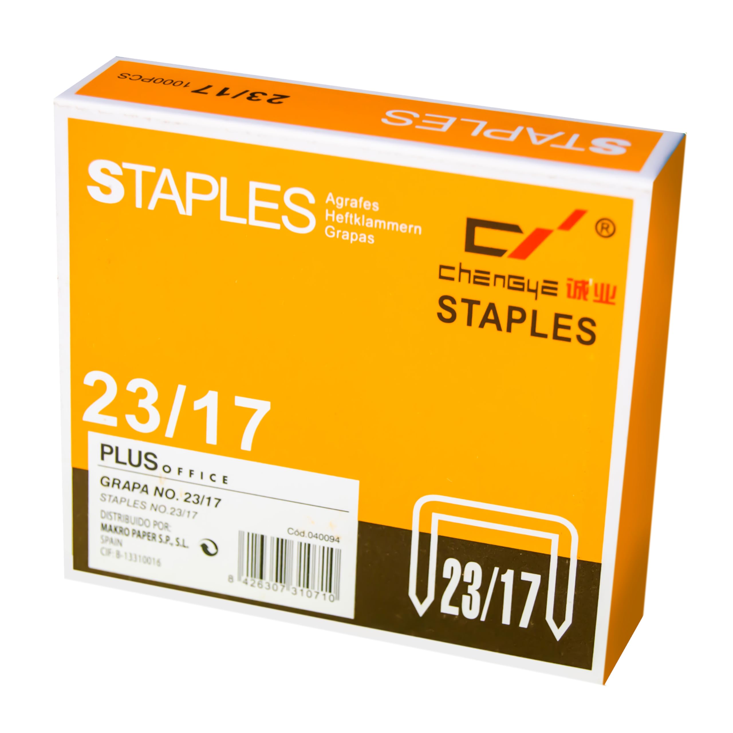 Plus Office Galvanized Staples Pack of Staples for Office and School Supplies, Heavy Duty, for Textiles and Crafts, Compatible with Most Staplers (nº23/17-1000u)