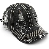 Trendy Washed Distressed Baseball Cap Vintage Cotton Canvas Unstructured Dad Hat Adjustable Headwear for Men Women