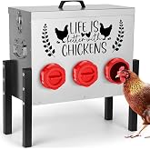 &lrm;Tgeyd 30 lb Chicken Feeder with 6 No-Waste Ports &ndash; Heavy-Duty Outdoor Metal Feeder with Adjustable Height, Locking Lid &amp; Riveted Handles &ndash; Rustproof Feed Box for Poultry &amp; Backyard Chickens