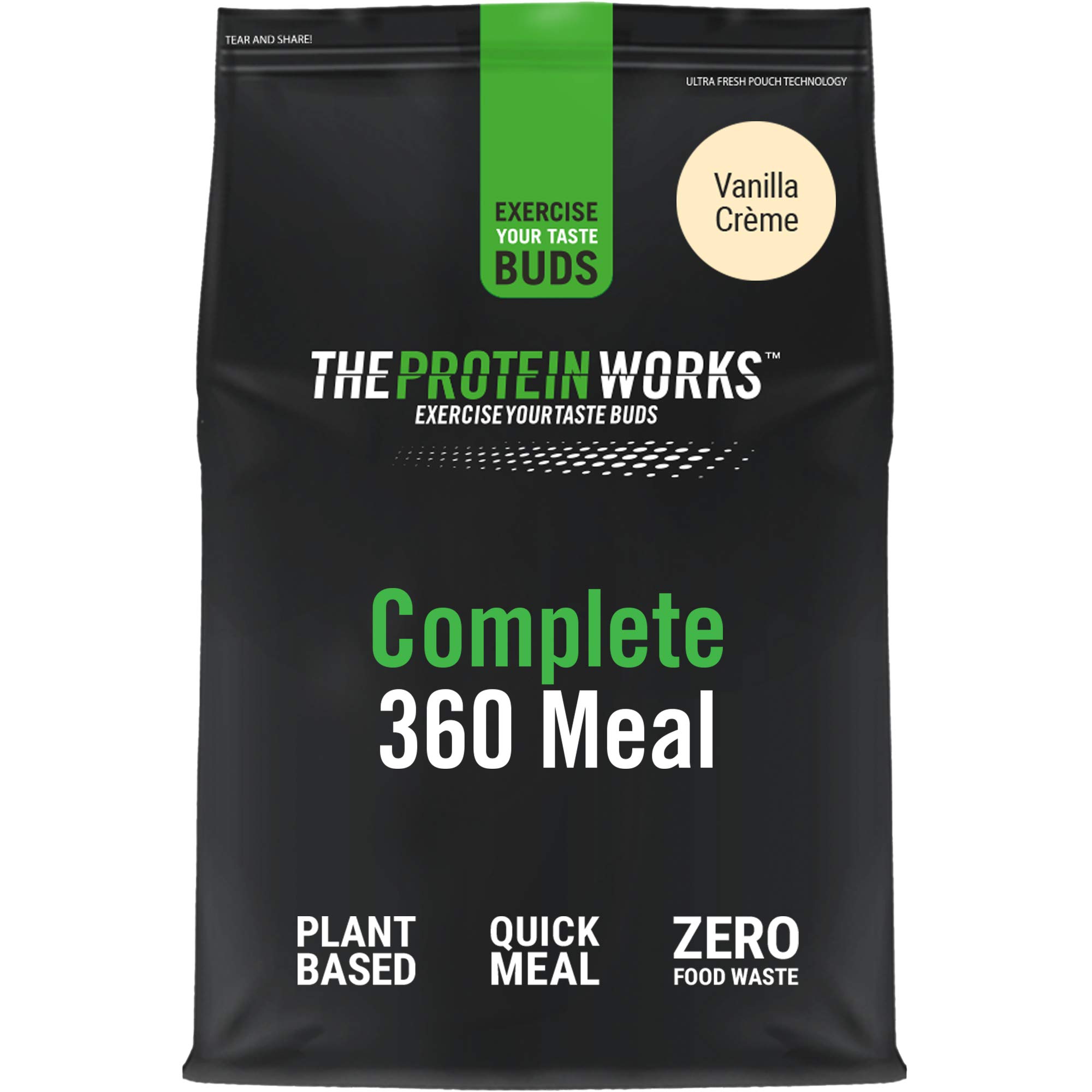 Protein Works - Vegan Complete 360 Meal Shake , 100% Vegan Meal Replacement Powder , Complete Meal , Plant Based Meal Shake , 5 Servings , Vanilla Crème , 500g