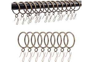 Curtain Rings with Hooks Rustproof Metal Drapery Rings with Eyelets and Pinch Pleat Curtain Hooks for Window Door Shower Curt