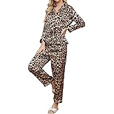 Corna Womens Button Down Pajama Sets, Soft Satin Pajama Set for Women, Comfy Pajamas for Women Set