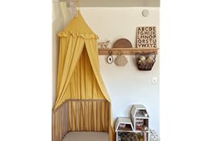 JIKAL Kids Bed Canopy with Ruffles Cotton Hanging Tent Frills Curtain Net for Baby Nursery Room Children Reading Nook Decor