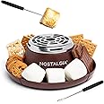 Nostalgia Tabletop Indoor Electric S'mores Maker - Smores Kit With Marshmallow Roasting Sticks and 4 Trays for Graham Crackers, Chocolate, and Marshmallows - Movie Night Supplies - Brown