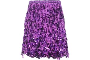 Yalulu 6.5 Yards/Lot 30CM Encryption Sequins Lace Tassel Fringe Trim for DIY Latin Dance Stage Costume Decor (Purple)