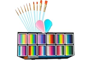 Face Painting Kit for Kids, 42 Colors Professional Face Paint Makeup Kit Non-Toxic Water Activated Facepaint Palette with Bru