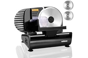 Meat Slicer,CUSIMAX Electric Deli Meat Slicer for Home,2 Removable 7.5''Stainless Steel Blades and Pusher,1-15mm Adjustable Thickness Food Slicer Easy for Cut Meat,Cheese,Bread