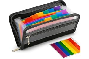 A6 Receipt Holder,Small Accordion File Organizer,13 Pocket Zippered Wallet Organizer for Coupons,Bills,and Small Documents,In