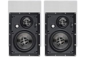 Monoprice 134199 in-Wall Speakers 6.5 Inch Carbon Fiber 3-Way (Pair) - Alpha Series , BLACK