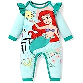 Disney Stitch Princess Cinderella Ariel Minnie Winnie Baby Girls Ruffle Long Sleeve Romper Bodysuit for Newborn to Toddler