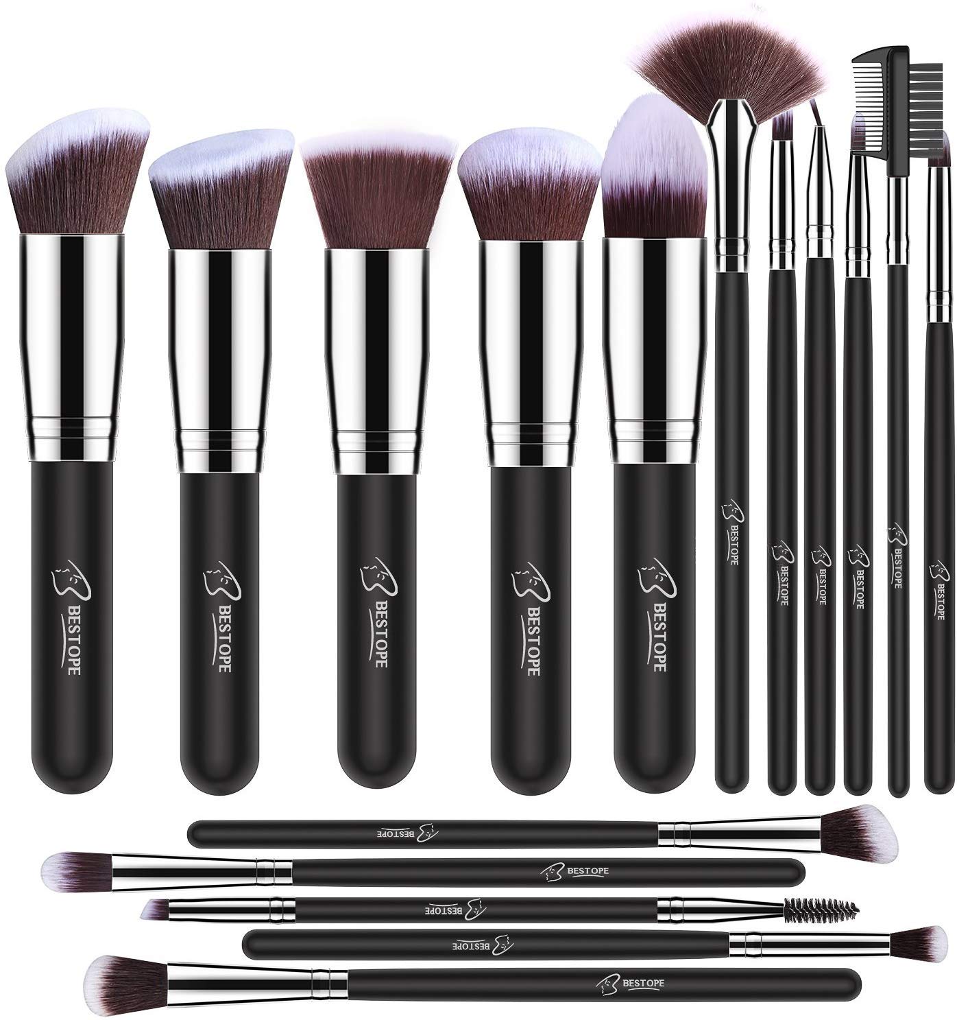 BESTOPE Makeup Brushes 16 PCs Makeup Brush Set Premium Synthetic Foundation Brush Blending Face Powder Blush Concealers Eye Shadows Make Up Brushes Kit (Rose Golden): Beauty