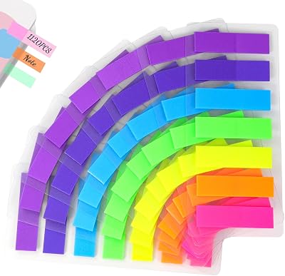 Qufiiry 1120 Pcs Sticky Tabs 7 Colors Writable Repositionable Index Tabs