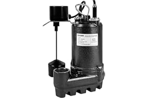 WASSERMANN 1/3HP 2800GPH Cast Iron Submersible Sump Pump with Automatic Vertical Float Switch,1-1/2"NPT Discharge Heavy Duty Sump Pump with 10FT Cord for Basement, Sump Basin, Flooded Area