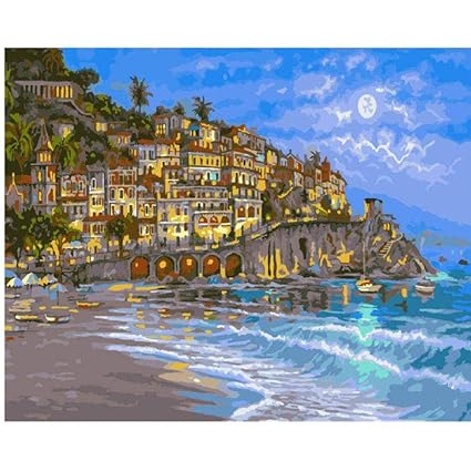 Zxyjjbcl Nuit Plage Coloriage Décor à La Maison Numérique