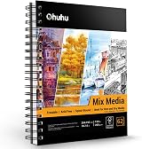 Ohuhu Mixed Media Sketchbook 200gsm 124 Pages 7x10 Spiral Bound view 1