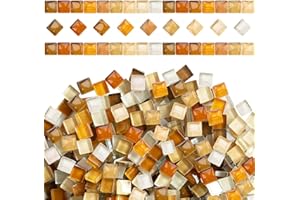 LITMIND 1200pcs Brown Mix Crystal Glass Mosaic Tiles – 0.4 Inch Square Bulk Mosaic Supplies for Crafts & DIY Projects