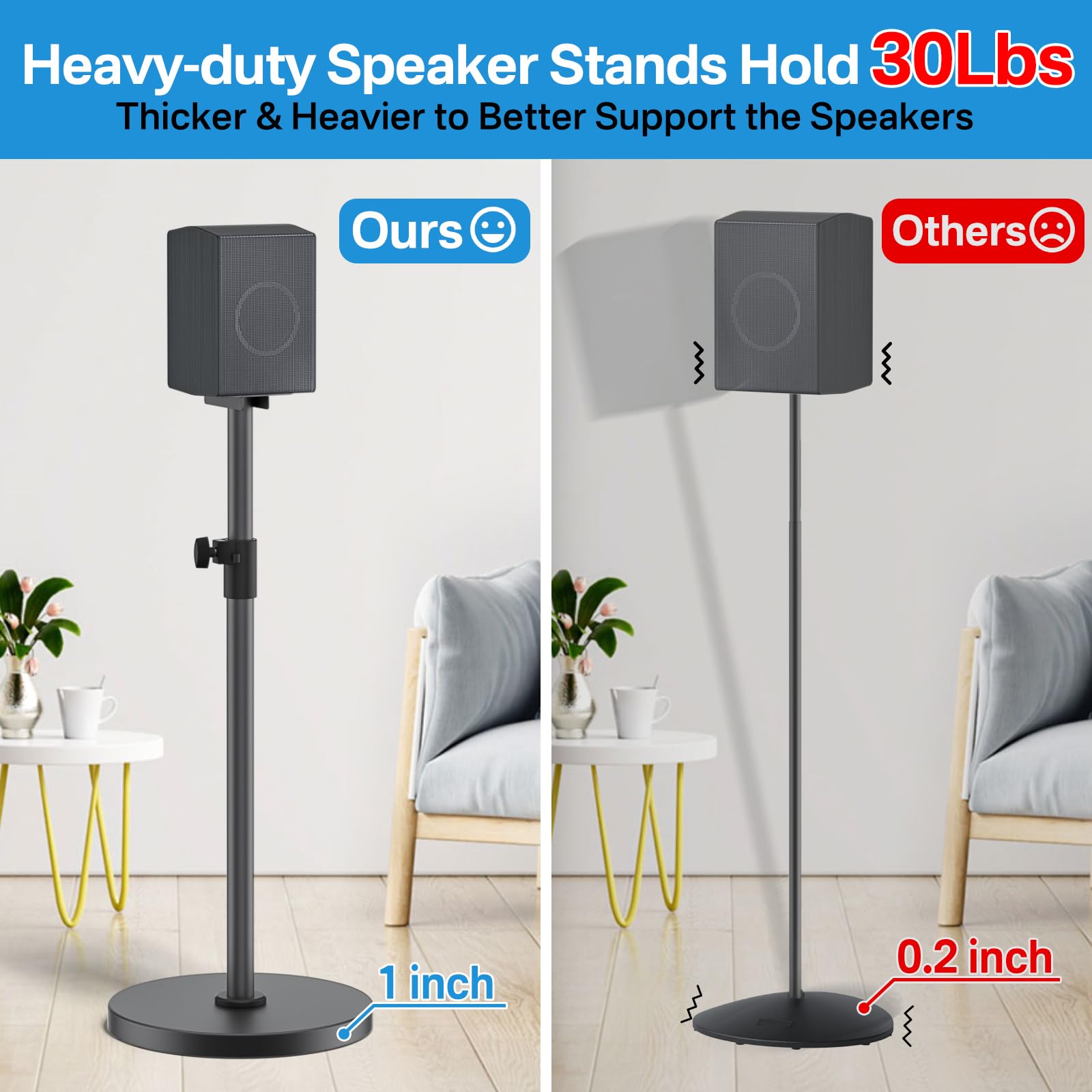 notiela Heavy-Duty Floor Speaker Stands Pair for Samsung HW-Q990C HW-Q990D HW-Q930C Speaker Stand - Height Adjustable for Samsung Rear Speakers Stand with Cable Management