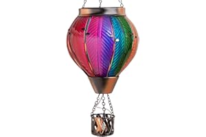 Larekook Solar Hot Air Balloon - Solar Lanterns Outdoor Hanging Waterproof for Garden Yard Patio Farmhouse Decoration，Stained Glass Rainbow
