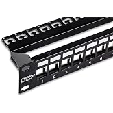 TRENDnet 24-Port Blank Keystone Shielded 1U Patch Panel,TC-KP24S | 1U 19" Rackmount Housing, Protects Against EMI/RFI Noise, Recommended with TC-K06C6A Cat6A Keystone Jacks (Sold Separately)