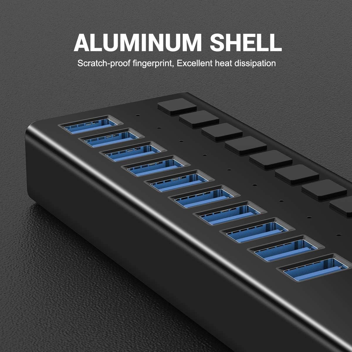 Powered USB Hub - AGEEN 10 Port 48W USB 3.0 Data Hub Expander - with Individual On/Off Switches and 12V/4A UL Certified Power Adapter for Laptop, PC, Computer, Mobile HDD, Flash Drive and Travel: Computers & Accessories